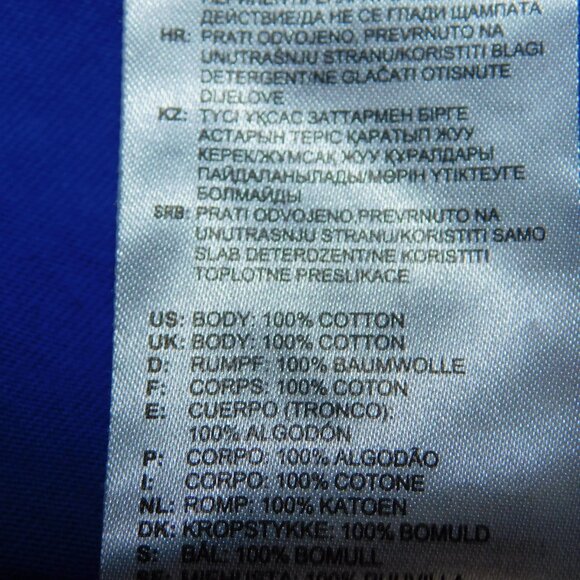 Adidas Mens M Blue White All over Spelllout Print Fave Crew Neck  T Shirt - Picture 4 of 8